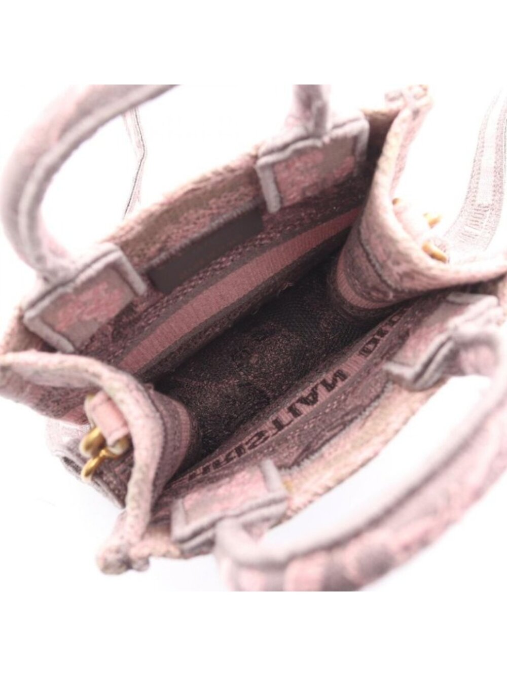 Dior Handbag Book Tote Mini Pink Gray Canvas Vertical - Picture 3 of 8